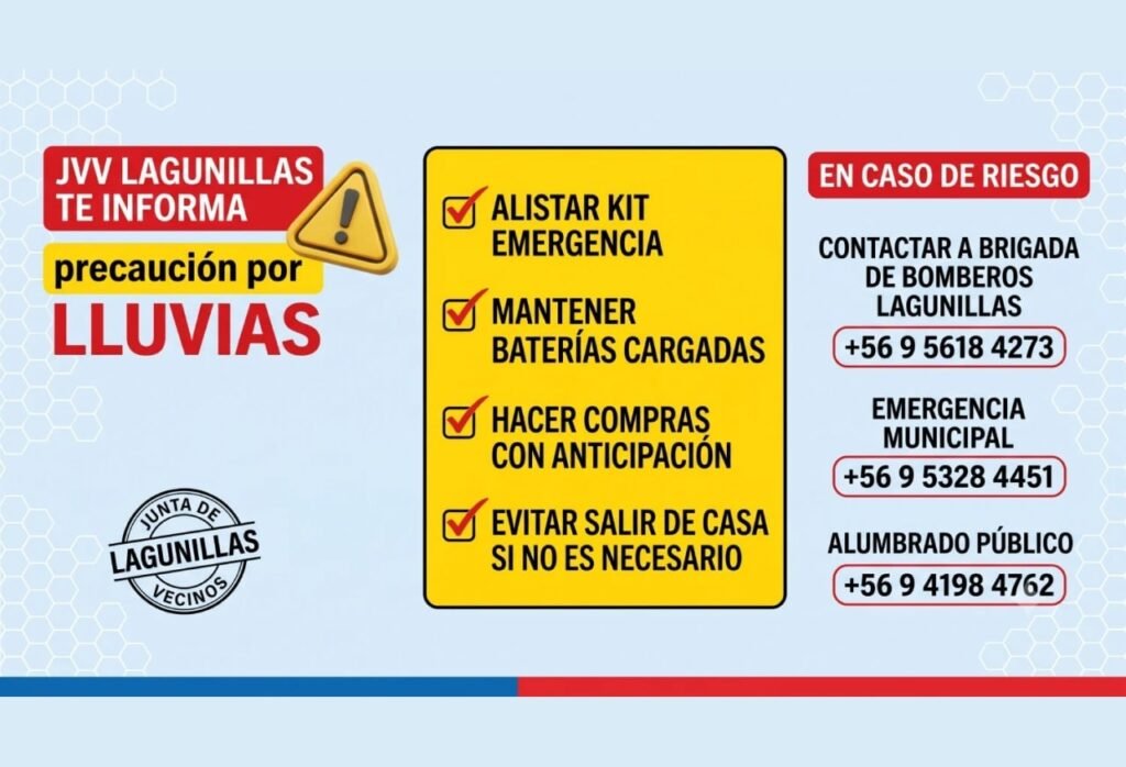 Lagunillas comparte recomendaciones y teléfonos de emergencia ante las lluvias