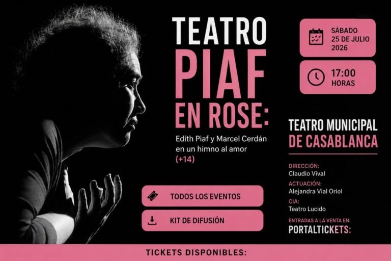 PIAF EN ROSE llegará al Teatro Municipal de Casablanca el 25 de julio