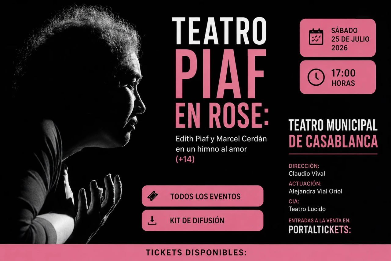 Afiche de PIAF EN ROSE en el Teatro Municipal de Casablanca
