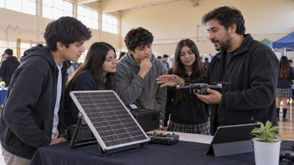 Feria científica de Casablanca acerca paneles solares y drones a estudiantes