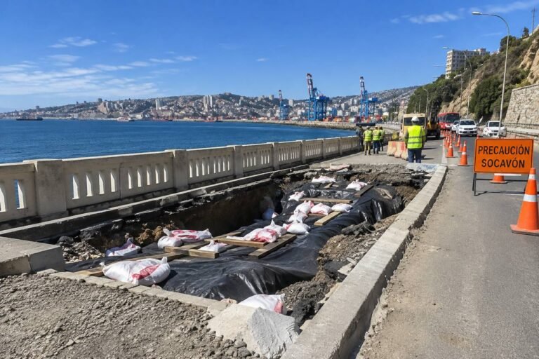 Socavones tras los temporales: las huellas de las lluvias y marejadas en Valparaíso
