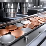 Monedas genéricas de cobre y plata en una línea de producción
