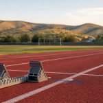 Pista atlética y cancha deportiva preparadas para actividades comunitarias