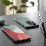 Teléfonos y cuadernos sin marcas utilizados para estudiar estrategias de marketing digital