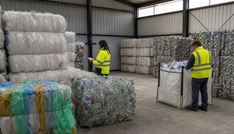 Residuos domiciliarios separados en recipientes para reciclaje