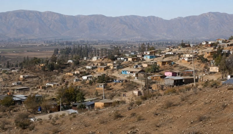 Asentamiento informal en una ladera del valle interior de la Región de Valparaíso