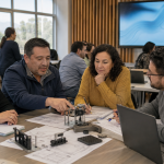 Docentes de liceos técnico-profesionales trabajan en un proyecto tecnológico