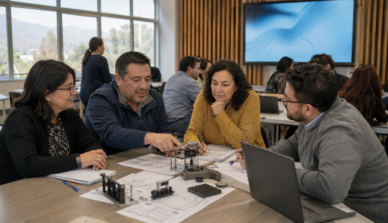 Docentes de liceos técnico-profesionales trabajan en un proyecto tecnológico