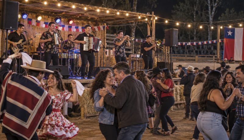 Músicos y público celebran Fiestas Patrias en una fonda de Casablanca