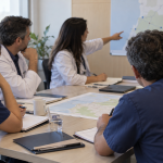 Profesionales de salud participan en una reunión de coordinación de la red asistencial