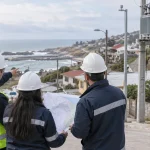 Equipo técnico municipal revisa infraestructura eléctrica en una localidad costera en una imagen editorial referencial