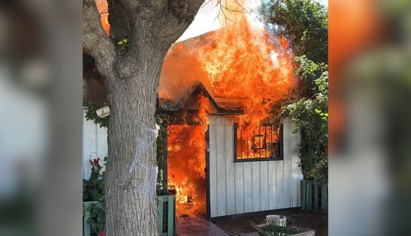 incendio en la calera: vivienda destruida y un lesionado