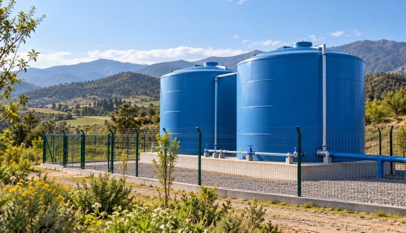 Ilustración referencial de estanques para almacenamiento de agua potable rural