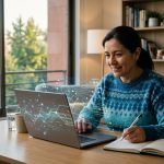 Persona estudiando en línea con herramientas de inteligencia artificial