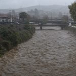 Cauce urbano crecido durante el sistema frontal en la Región de Valparaíso