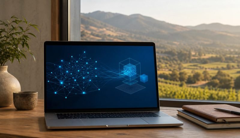 Computador ejecutando un modelo de inteligencia artificial de forma local en un escritorio del valle de Casablanca