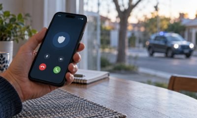 Persona usa un teléfono para entregar información anónima de seguridad