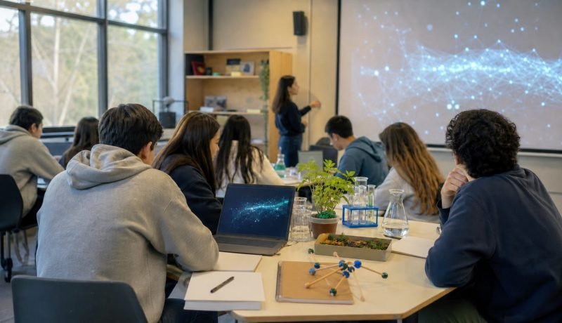 Estudiantes trabajan en proyectos de ciencia escolar con apoyo de inteligencia artificial