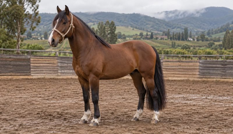 Caballo en una medialuna rural del valle de Casablanca