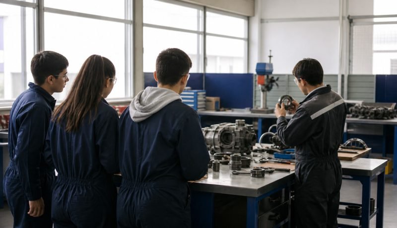 Estudiantes participan en una actividad de formación técnica industrial