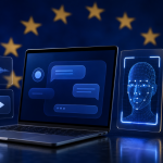 Ilustración sobre transparencia de chatbots, deepfakes y contenido generado por inteligencia artificial