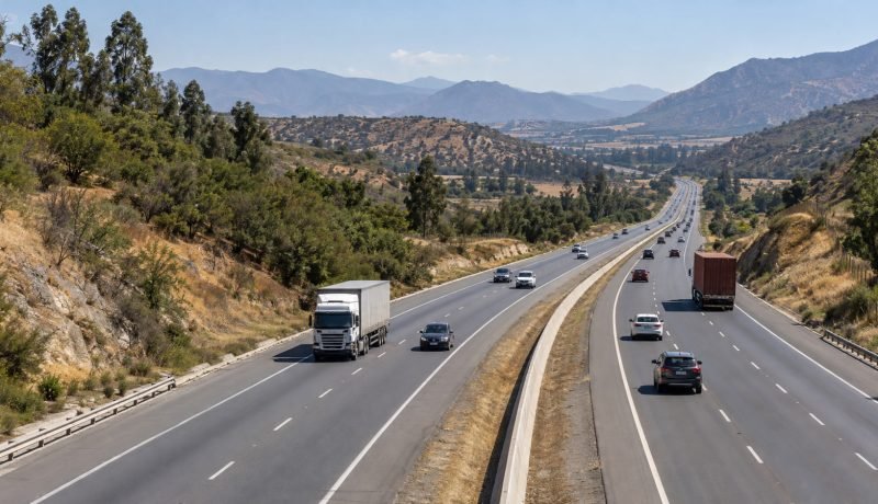 Representación editorial del tránsito de vehículos livianos y camiones por la Ruta 68