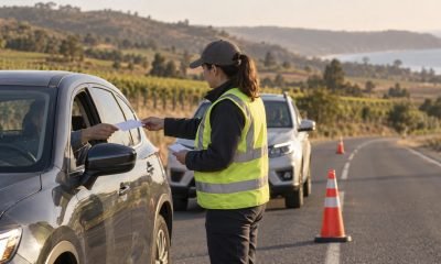 Entrega de material preventivo a una conductora en una ruta rural de Casablanca