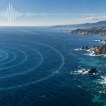 Ilustración editorial de ondas sísmicas frente a la costa central de Chile