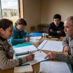 Dirigentes comunitarios revisan documentos en una sede vecinal de Casablanca